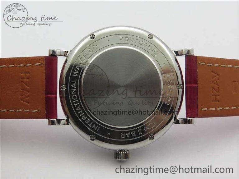 Portofino Automatic 37 SS M+F 1:1 Best Edition Silver Dial RG Markers on Red Crocodile Strap A ModernLook 10560