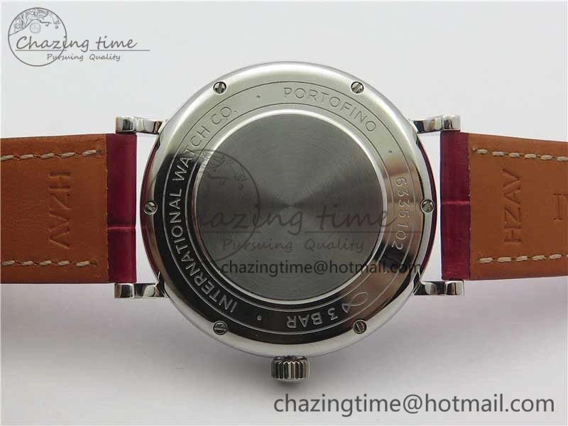 Portofino Automatic 37 SS M+F 1:1 Best Edition Silver Dial RG Markers on Red Crocodile Strap A ModernLook 10560