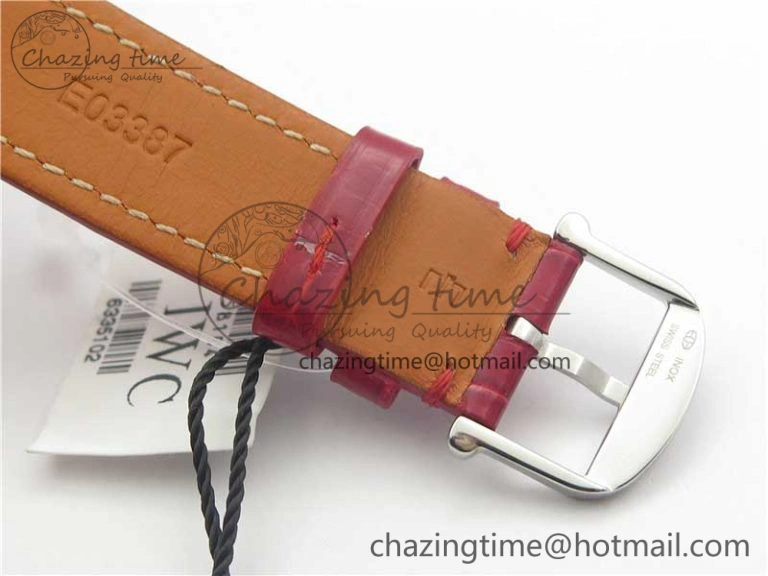 Portofino Automatic 37 SS M+F 1:1 Best Edition Silver Dial RG Markers on Red Crocodile Strap A ModernLook 10560