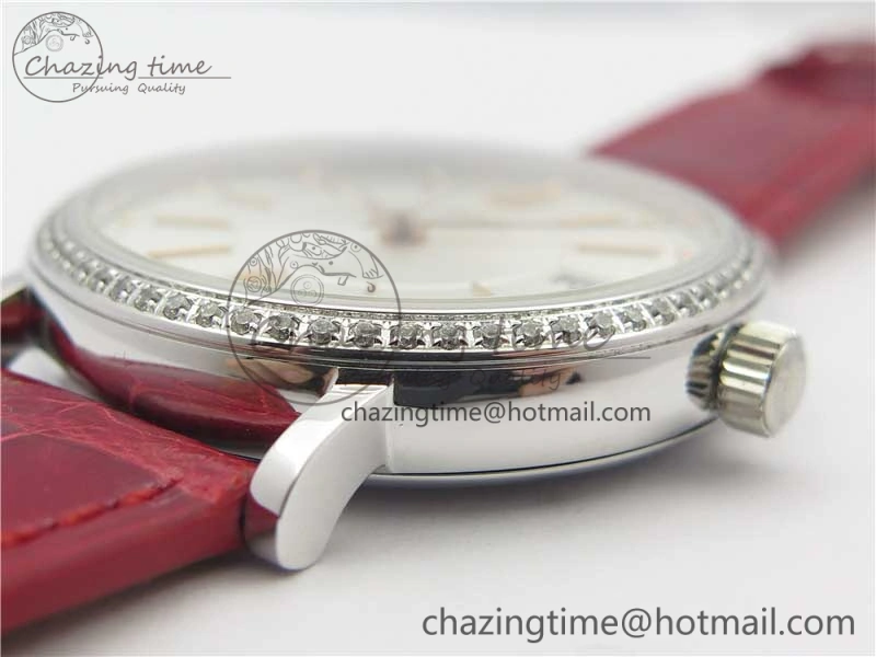 Portofino Automatic 37 SS M+F 1:1 Best Edition Silver Dial RG Markers on Red Crocodile Strap A ModernLook 10560