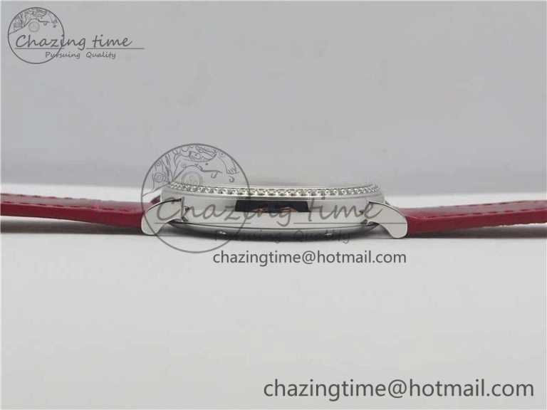 Portofino Automatic 37 SS M+F 1:1 Best Edition Silver Dial RG Markers on Red Crocodile Strap A ModernLook 10560