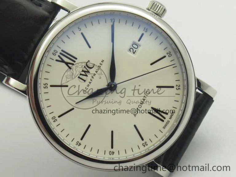TravelReady Portofino Automatic Edition “150 Years” MKF White Dial on Black Leather Strap MIYOTA 7188