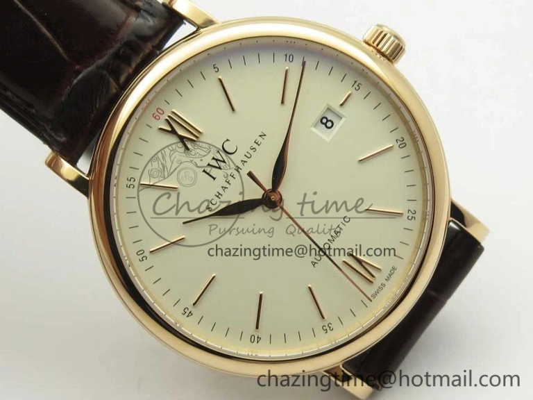 Portofino Automatic RG FKF 1:1 Best Edition White Dial on Brown Leather Strap A Attractive 7140