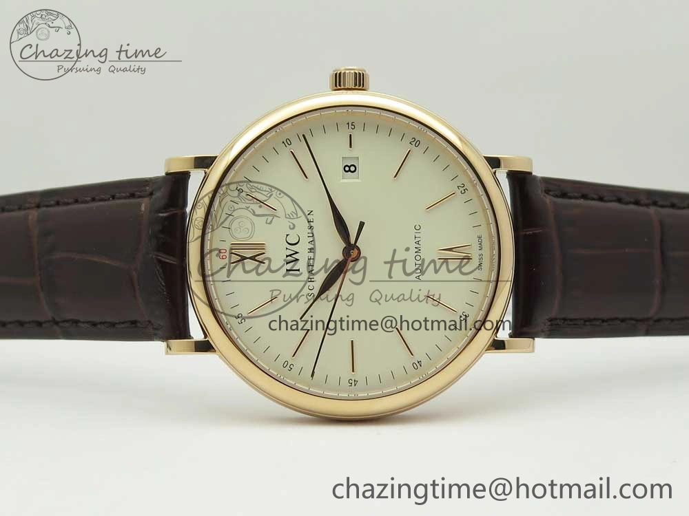 Portofino Automatic RG FKF 1:1 Best Edition White Dial on Brown Leather Strap A Attractive 7140