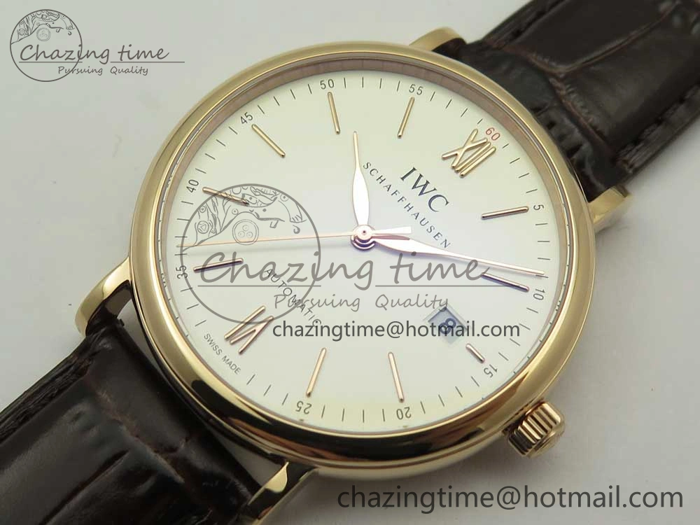 Portofino Automatic RG FKF 1:1 Best Edition White Dial on Brown Leather Strap A Attractive 7140