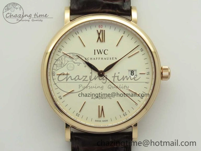 Portofino Automatic RG FKF 1:1 Best Edition White Dial on Brown Leather Strap A Attractive 7140