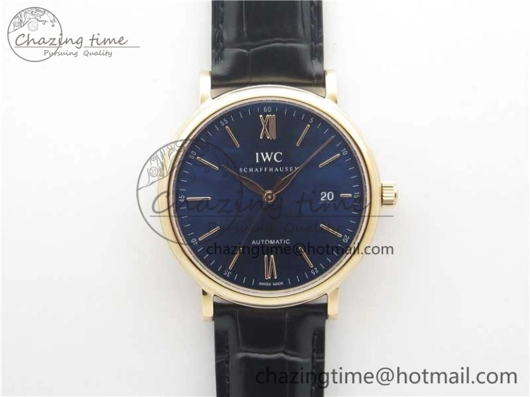 Functional Portofino Automatic RG IW356522 FKF 1:1 Best Edition Blue Dial on Black Croco Strap A 7109
