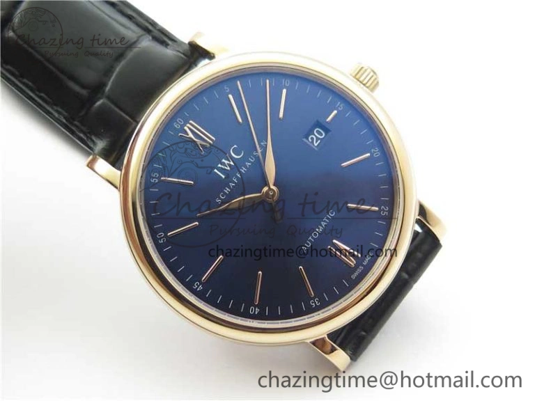 Functional Portofino Automatic RG IW356522 FKF 1:1 Best Edition Blue Dial on Black Croco Strap A 7109