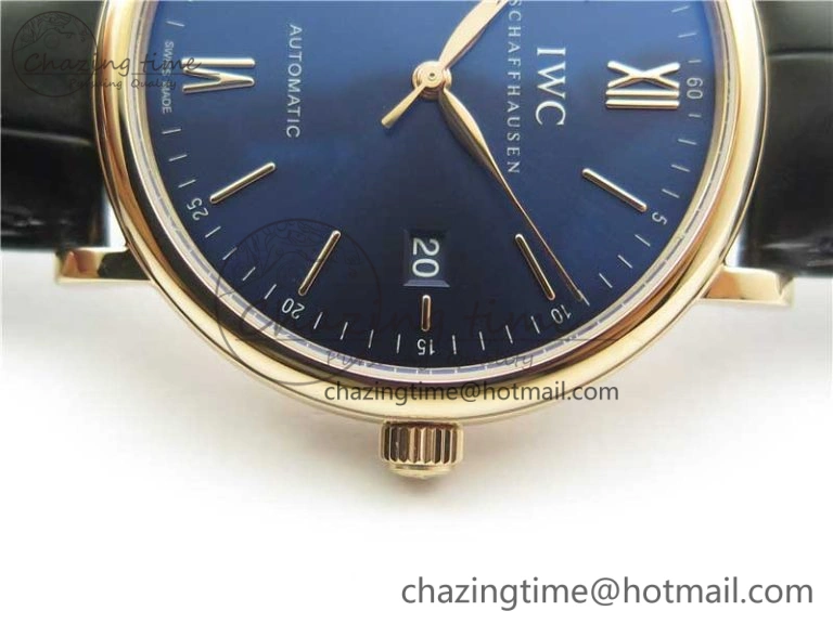 Functional Portofino Automatic RG IW356522 FKF 1:1 Best Edition Blue Dial on Black Croco Strap A 7109
