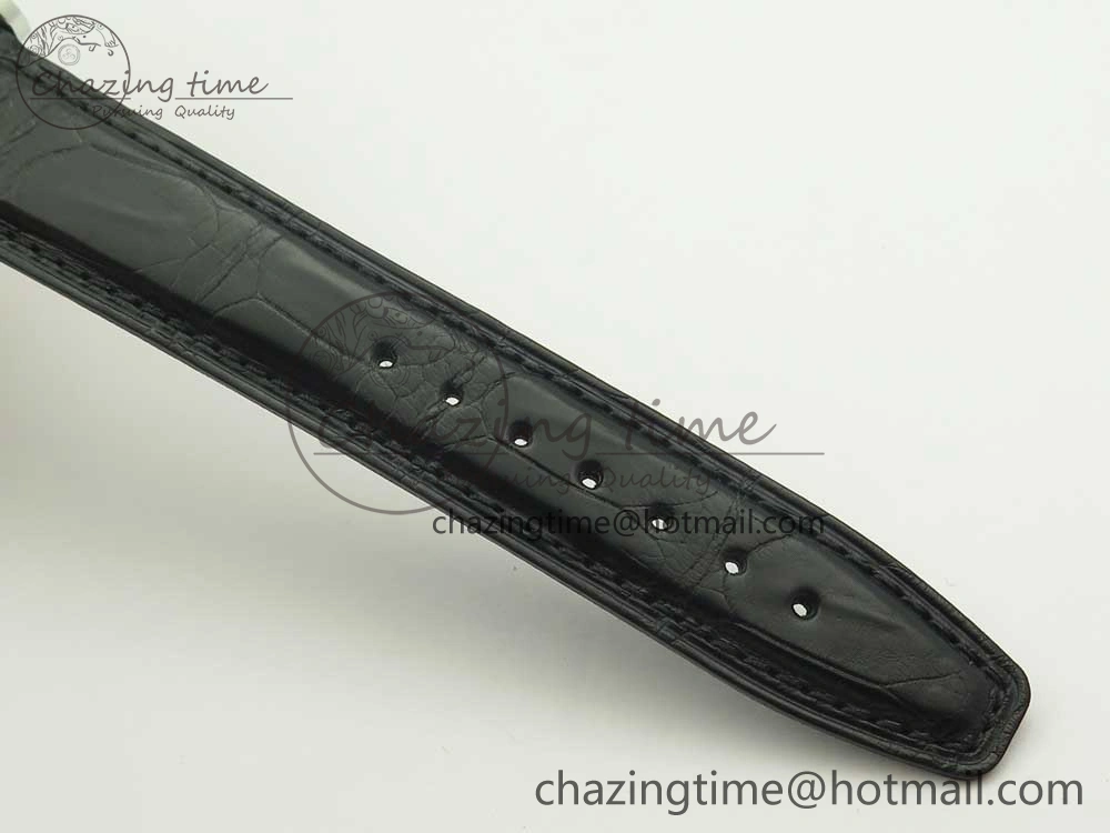 Portofino Automatic SS AF 1:1 Best Edition Black Dial on Black Croco Leather Strap A WeatherProof 7179