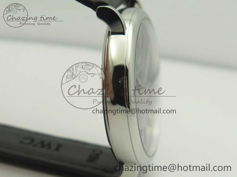 Portofino Automatic SS AF 1:1 Best Edition Black Dial on Black Croco Leather Strap A WeatherProof 7179