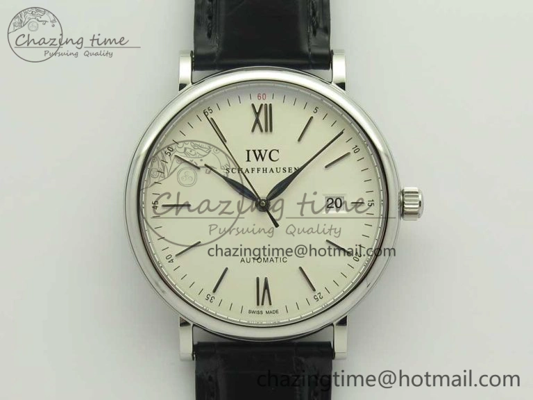 ZeroBulk Portofino Automatic SS AF 1:1 Best Edition White Dial on Black Croco Leather Strap A 7184