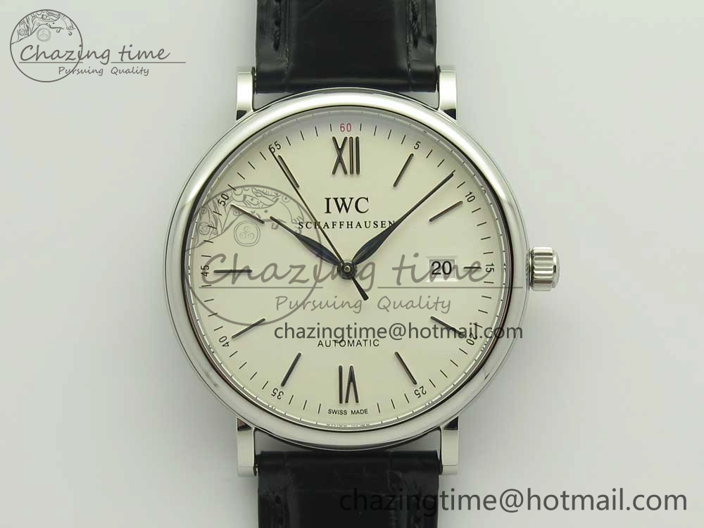 ZeroBulk Portofino Automatic SS AF 1:1 Best Edition White Dial on Black Croco Leather Strap A 7184