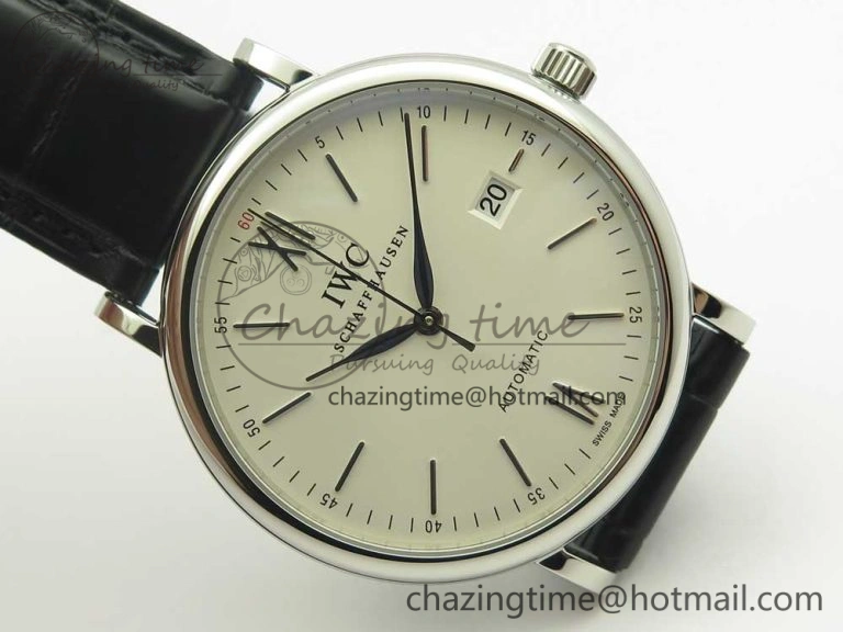 ZeroBulk Portofino Automatic SS AF 1:1 Best Edition White Dial on Black Croco Leather Strap A 7184