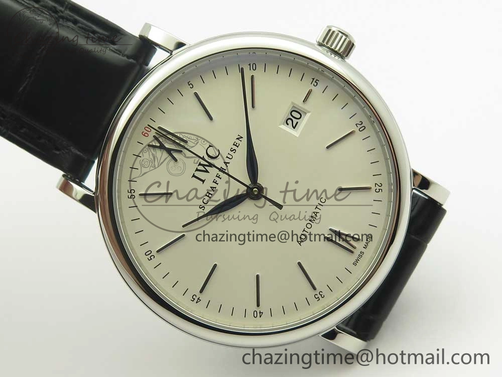 ZeroBulk Portofino Automatic SS AF 1:1 Best Edition White Dial on Black Croco Leather Strap A 7184
