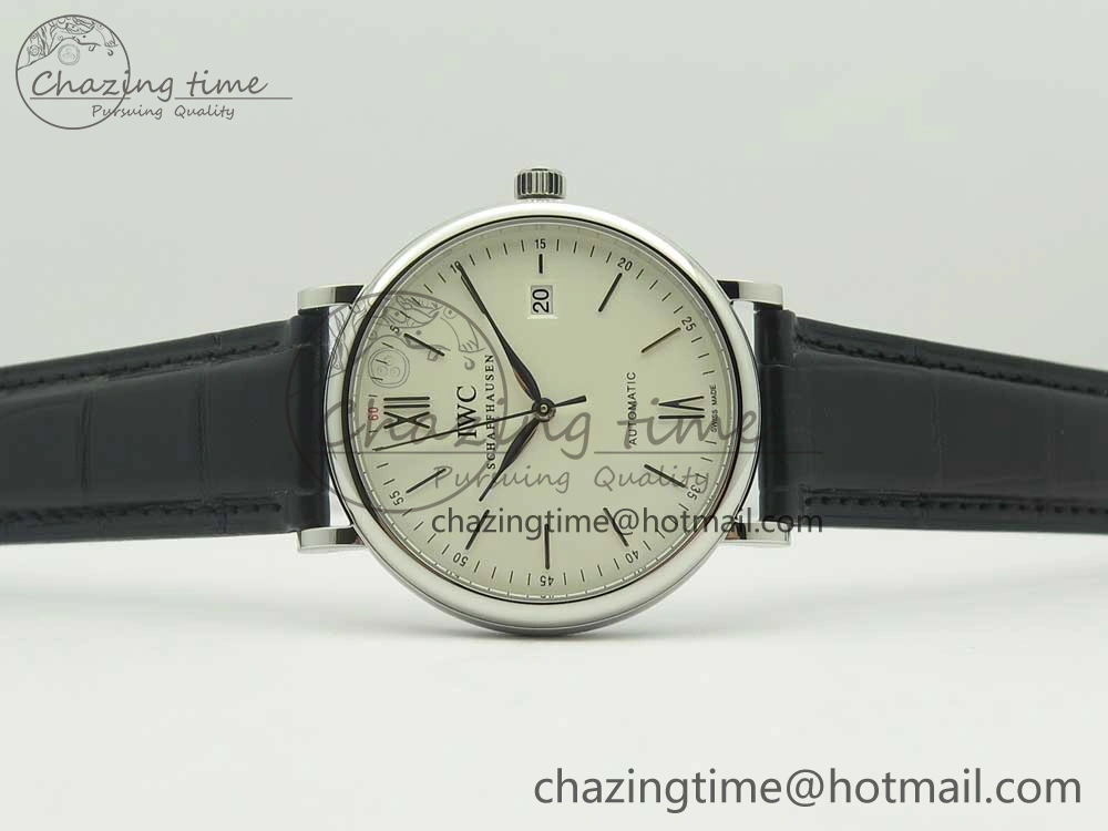 ZeroBulk Portofino Automatic SS AF 1:1 Best Edition White Dial on Black Croco Leather Strap A 7184