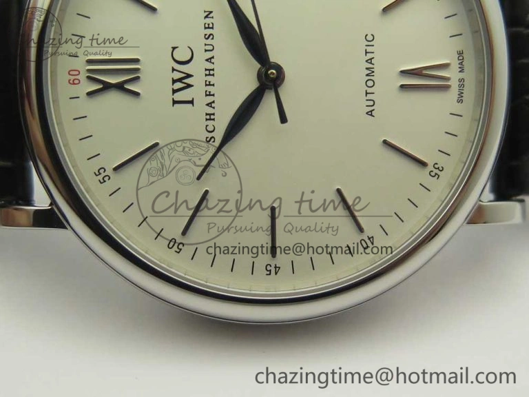 ZeroBulk Portofino Automatic SS AF 1:1 Best Edition White Dial on Black Croco Leather Strap A 7184