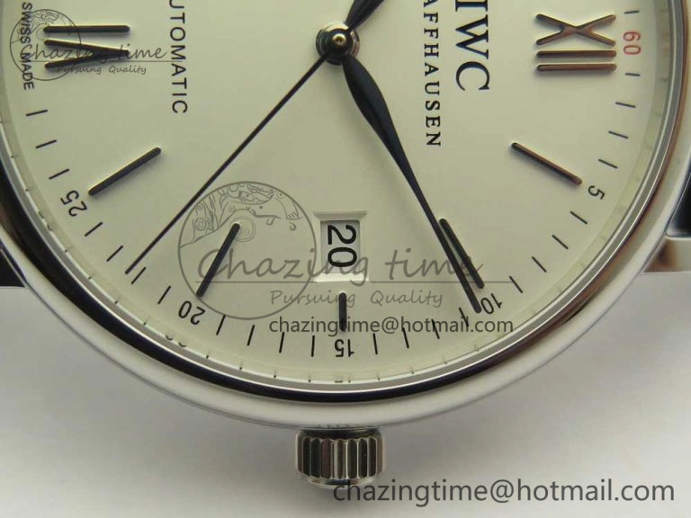 ZeroBulk Portofino Automatic SS AF 1:1 Best Edition White Dial on Black Croco Leather Strap A 7184