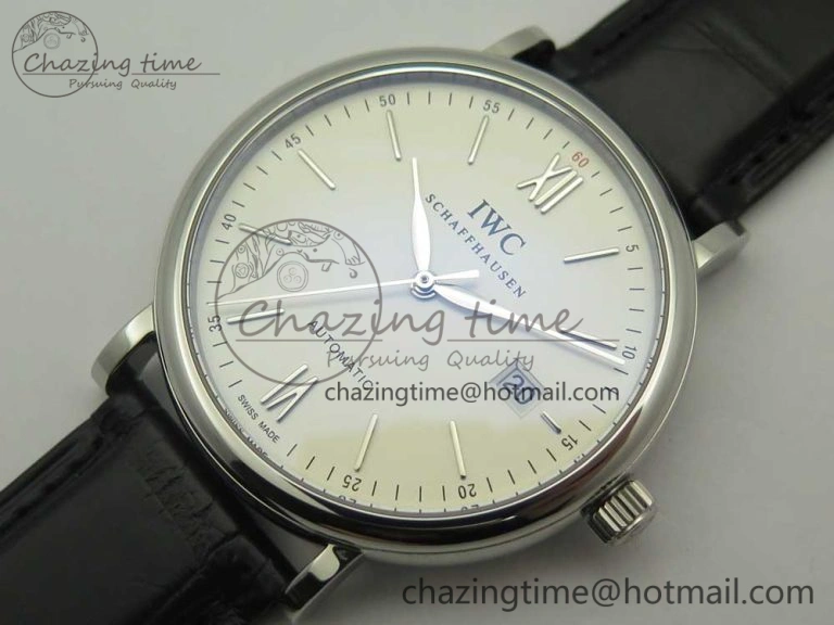 ZeroBulk Portofino Automatic SS AF 1:1 Best Edition White Dial on Black Croco Leather Strap A 7184