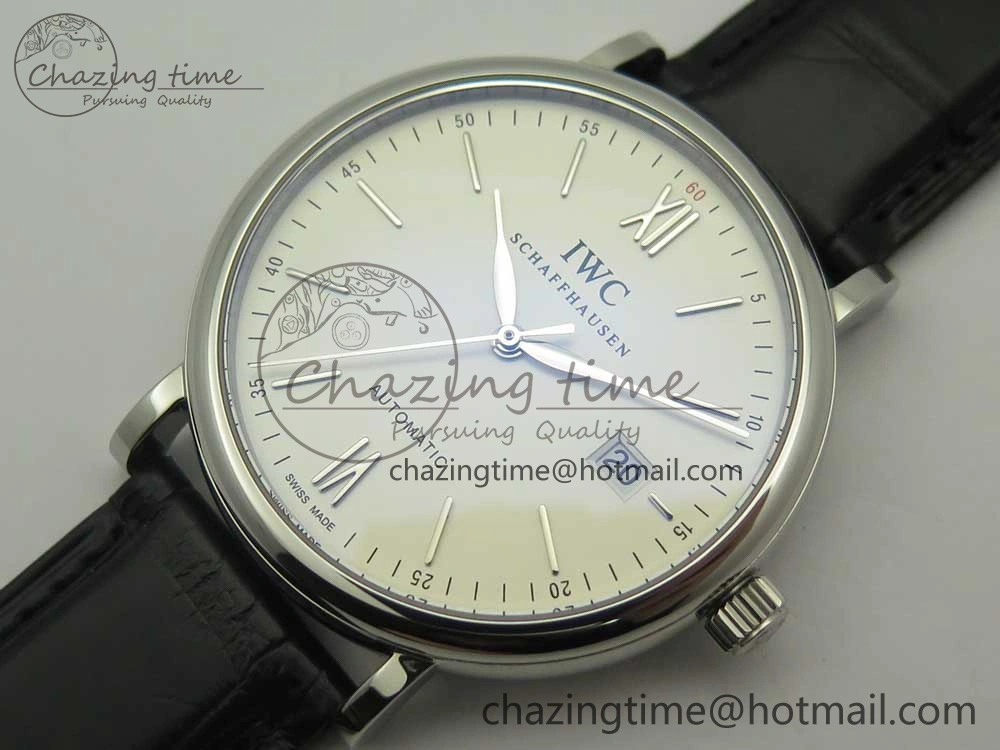 ZeroBulk Portofino Automatic SS AF 1:1 Best Edition White Dial on Black Croco Leather Strap A 7184