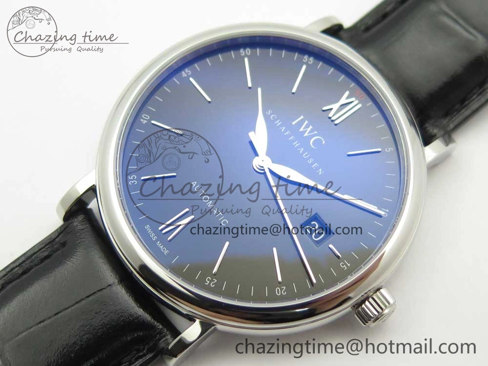 Lightweight Portofino Automatic SS FKF 1:1 Best Edition Black Dial on Black Leather Strap A 7136