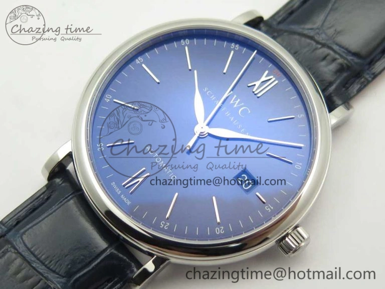 Portofino Automatic SS FKF 1:1 Best Edition Blue Dial on Blue Leather Strap A Resilient 7133
