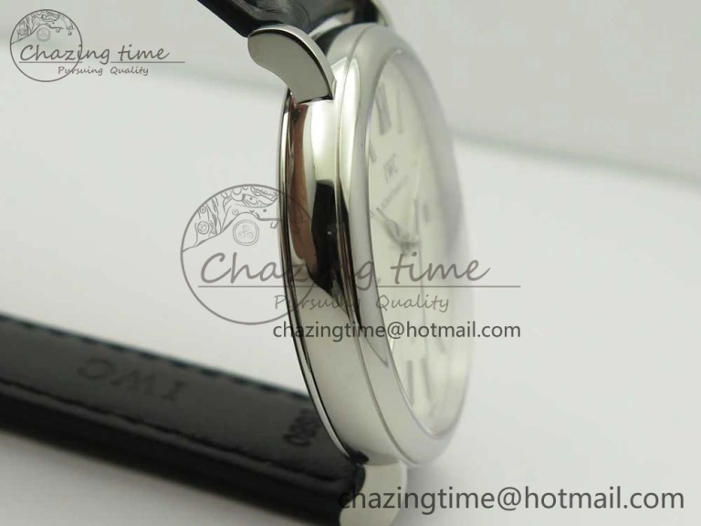 Portofino Automatic SS FKF 1:1 Best Edition White Dial SS Markers on Black Leather Strap A Lightweight 7138