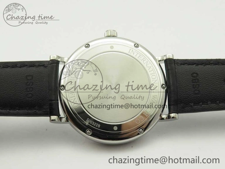 Portofino Automatic SS FKF 1:1 Best Edition White Dial SS Markers on Black Leather Strap A Lightweight 7138