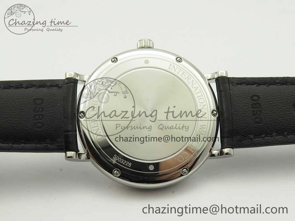 Portofino Automatic SS FKF 1:1 Best Edition White Dial SS Markers on Black Leather Strap A Lightweight 7138