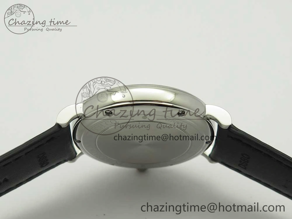 Portofino Automatic SS FKF 1:1 Best Edition White Dial SS Markers on Black Leather Strap A Lightweight 7138