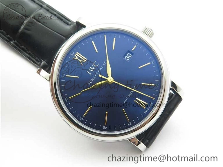 Portofino Automatic SS IW356523 FKF 1:1 Best Edition Blue Dial on Black Croco Strap A Efficient 7111