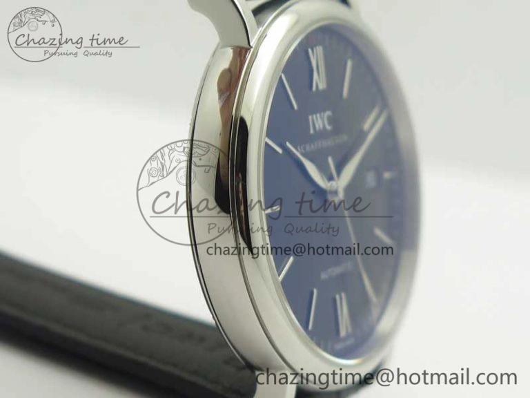 Portofino Automatic SS MKF 1:1 Best Edition Black Dial On Black Leather Strap MIYOTA 9015 V Contemporary 7202
