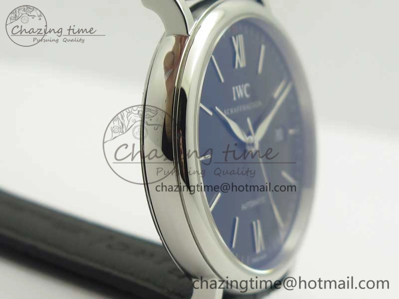 Portofino Automatic SS MKF 1:1 Best Edition Black Dial On Black Leather Strap MIYOTA 9015 V Contemporary 7202
