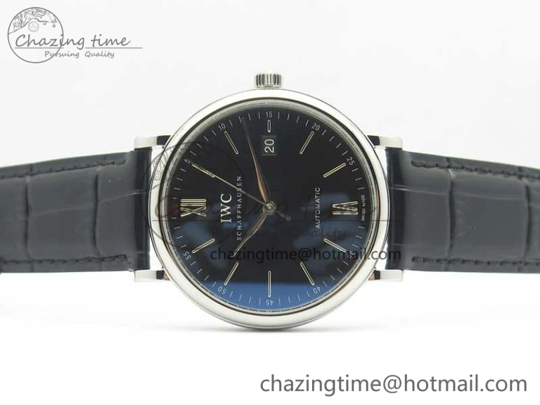 Portofino Automatic SS MKF 1:1 Best Edition Black Dial On Black Leather Strap MIYOTA 9015 V Contemporary 7202