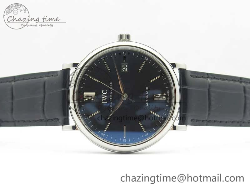Portofino Automatic SS MKF 1:1 Best Edition Black Dial On Black Leather Strap MIYOTA 9015 V Contemporary 7202