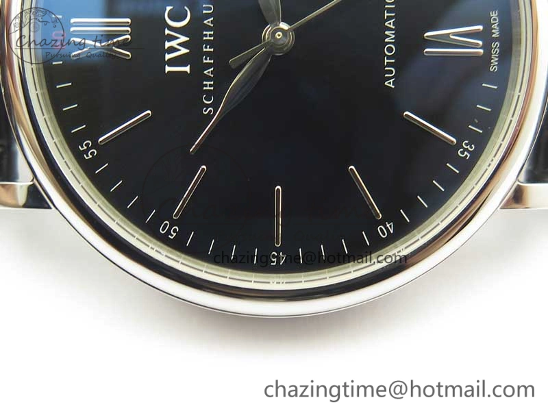 Portofino Automatic SS MKF 1:1 Best Edition Black Dial On Black Leather Strap MIYOTA 9015 V Contemporary 7202