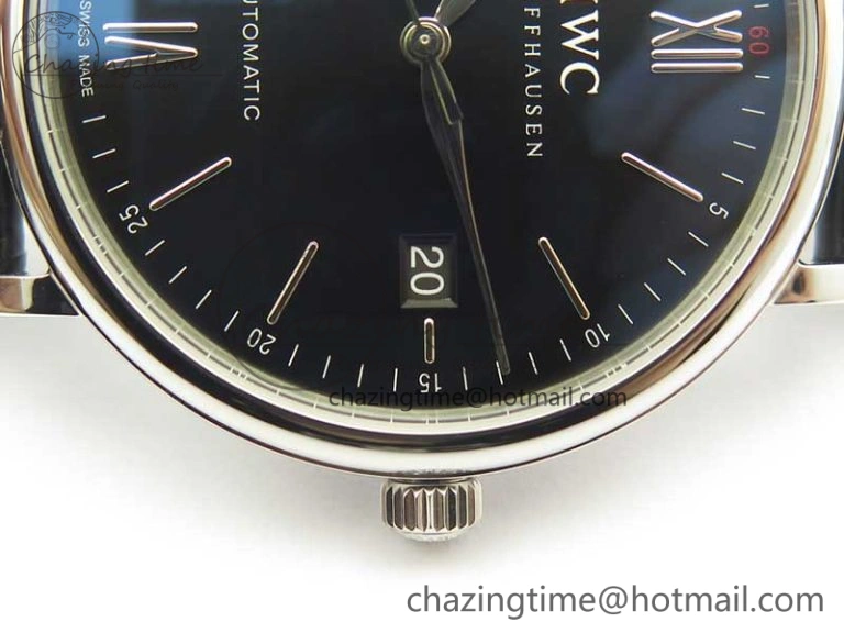 Portofino Automatic SS MKF 1:1 Best Edition Black Dial On Black Leather Strap MIYOTA 9015 V Contemporary 7202