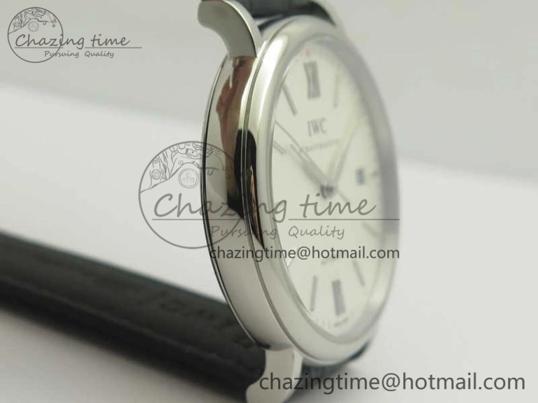 Portofino Automatic SS MKF 1:1 Best Edition White Dial On Black Leather Strap MIYOTA 9015 V BestValue 7204