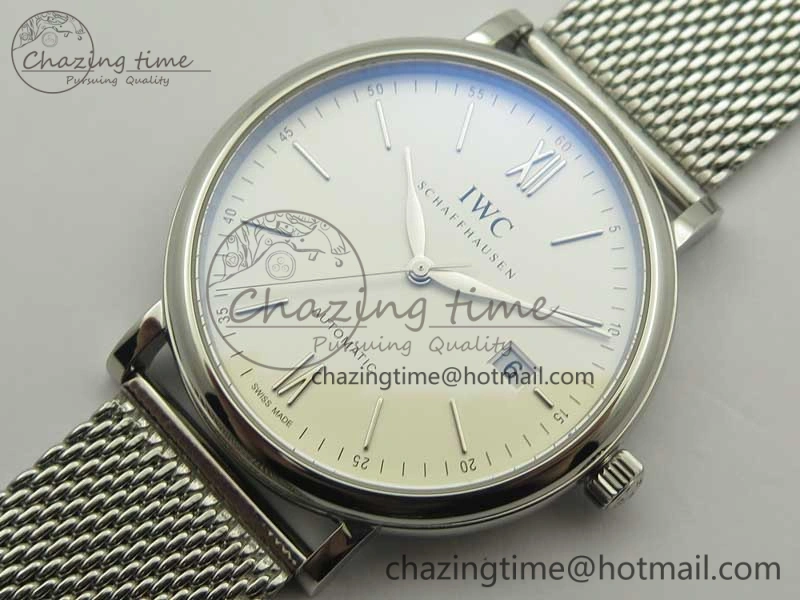 EasyCare Portofino Automatic SS MKF 1:1 Best Edition White Dial On SS Mesh Bracelet A2892 V 7205