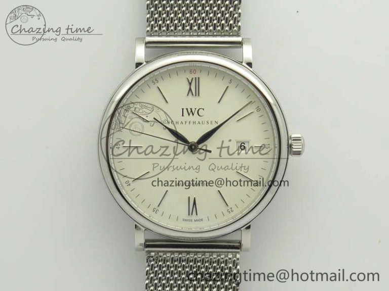 EasyCare Portofino Automatic SS MKF 1:1 Best Edition White Dial On SS Mesh Bracelet A2892 V 7205