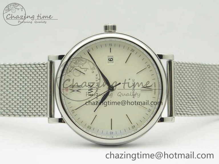 EasyCare Portofino Automatic SS MKF 1:1 Best Edition White Dial On SS Mesh Bracelet A2892 V 7205