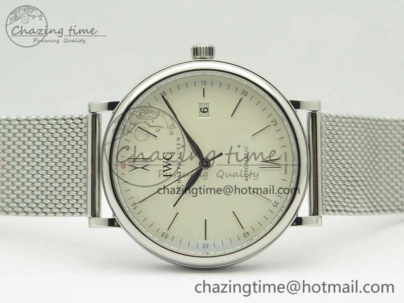 EasyCare Portofino Automatic SS MKF 1:1 Best Edition White Dial On SS Mesh Bracelet A2892 V 7205