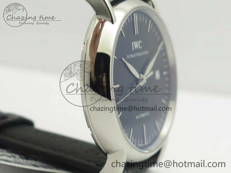 ZeroBulk Portofino Automatic SS TWF 1:1 Best Edition Black Dial on Black Leather Strap A 7199
