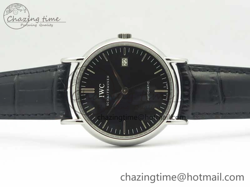 ZeroBulk Portofino Automatic SS TWF 1:1 Best Edition Black Dial on Black Leather Strap A 7199