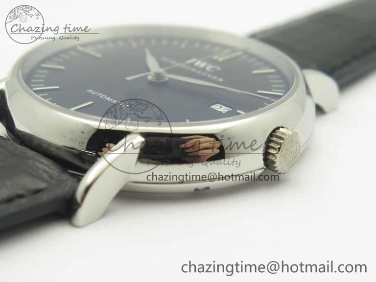 ZeroBulk Portofino Automatic SS TWF 1:1 Best Edition Black Dial on Black Leather Strap A 7199