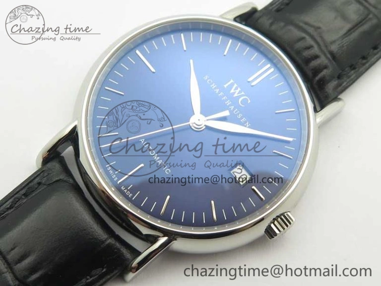 Portofino Automatic SS TWF 1:1 Best Edition Blue Dial on Black Leather Strap A Popular 7198