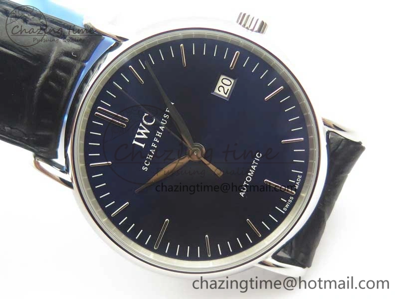 Portofino Automatic SS TWF 1:1 Best Edition Blue Dial on Black Leather Strap A Popular 7198