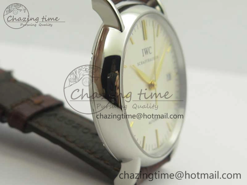 Portofino Automatic SS TWF 1:1 Best Edition Silver Dial Gold Markers on Brown Leather Strap A SunProtective 7203