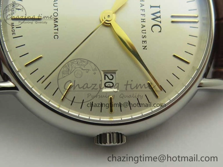 Portofino Automatic SS TWF 1:1 Best Edition Silver Dial Gold Markers on Brown Leather Strap A SunProtective 7203