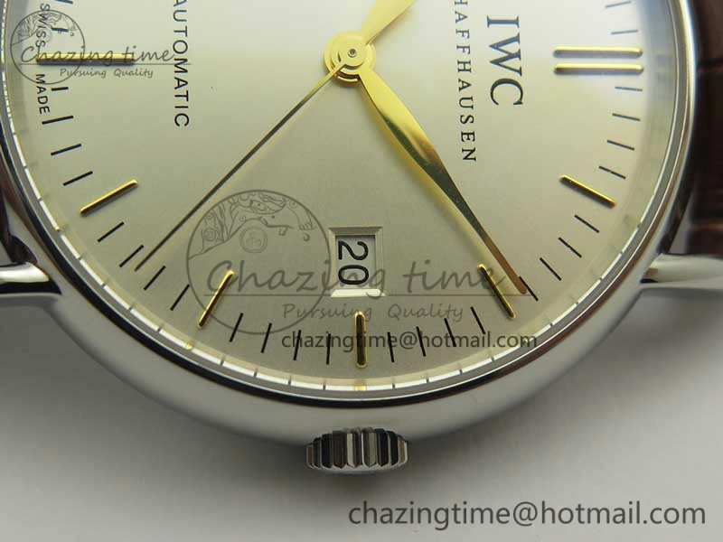 Portofino Automatic SS TWF 1:1 Best Edition Silver Dial Gold Markers on Brown Leather Strap A SunProtective 7203